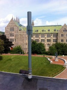 After an audit of 50 generators on its three campuses, Boston College set about modifying the stacks of 22 emergency diesel generators to increase the distance between their exhaust and receptors and to effect compliance with Massachusetts Department of Environmental Protection regulations. 