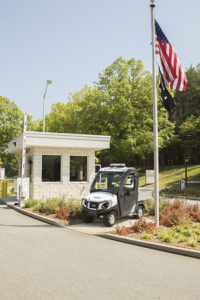 The Carryall 300 Security Vehicle travels tight spaces and comes fully equipped to speed emergency response.