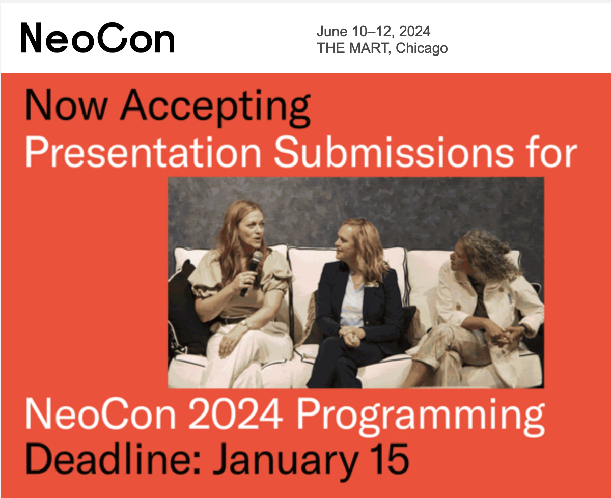 Presentation submissions for NeoCon 2024 due Jan. 15